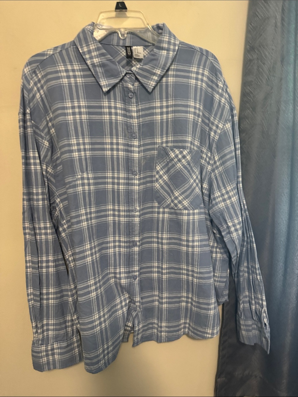 H&M Light Blue and White Plaid Button-Down Shirt